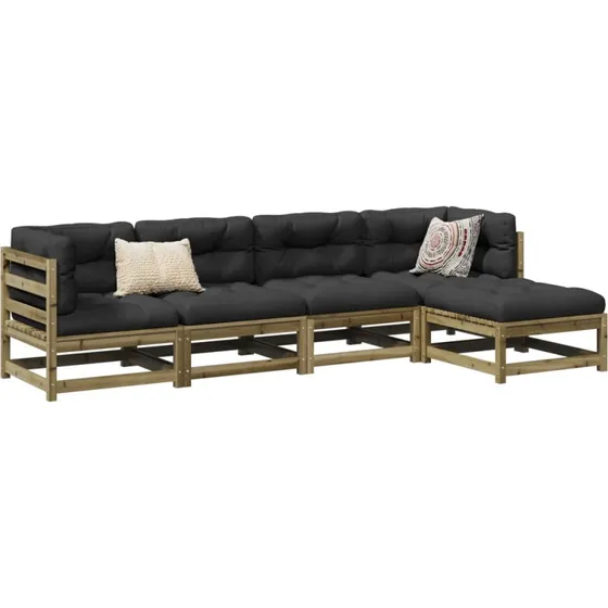 Sofasæt til haven 5 dele i imprægneret fyrretræ