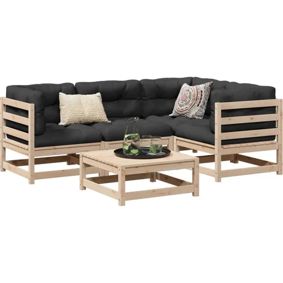 Sofasæt til haven 5 dele i massivt fyrretræ