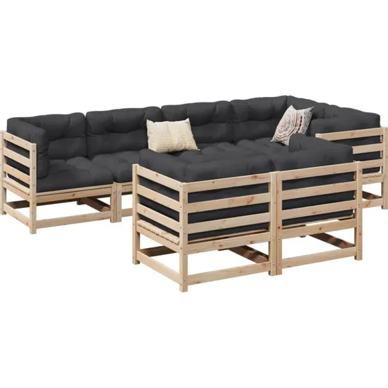 Sofasæt til haven 7 dele i massivt fyrretræ