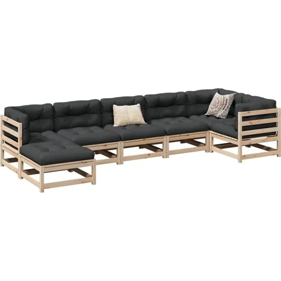 Sofasæt til haven 7 dele i massivt fyrretræ