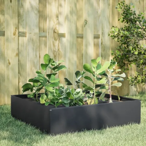 Højbed i stål 100x100x25 cm – antracitgrå