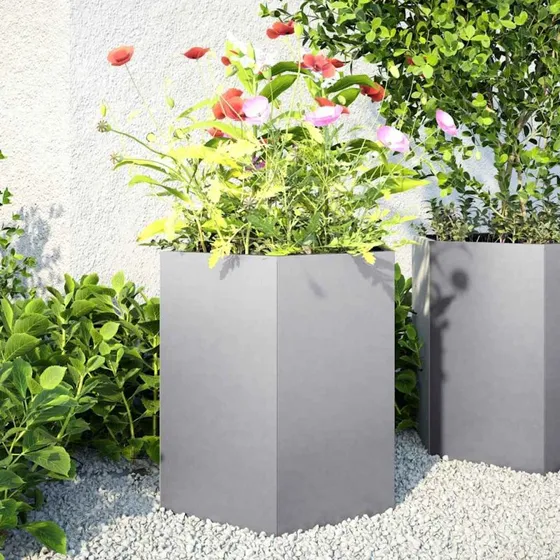 Sorte sekskantede havekrukker 2 stk 46x40x45 cm (galvaniseret)
