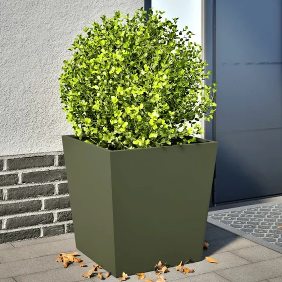 Plantekrukker i stål 2 stk. 50x50x50 cm – olivengrøn