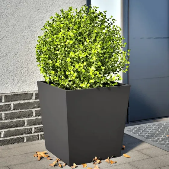 Sort stål plantekrukker 2 stk. 50x50x50 cm
