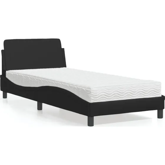Dover seng med madras 90x200 cm i sort kunstlæder