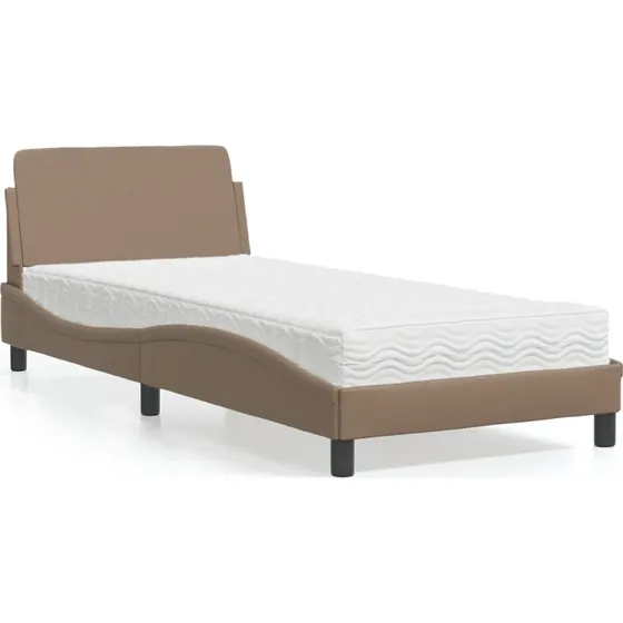 Seng med madras Dover 90x200 cm i kunstlæder (cappuccino)