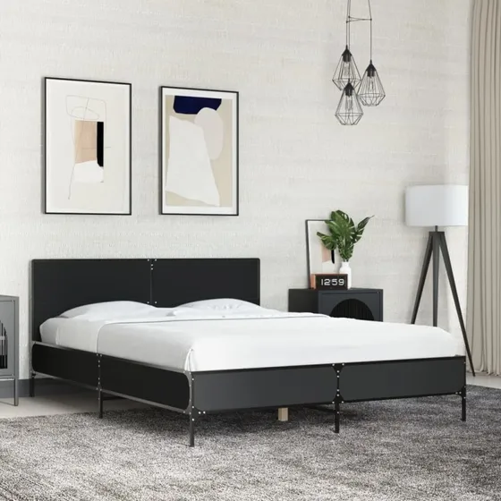 Sengestel 120x190 cm i træ og metal – sort