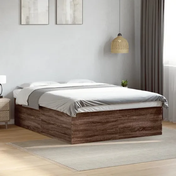 Sengestel 150x200 cm i konstrueret træ – Brun eg