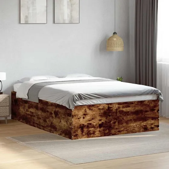 Sengestel 120x200 cm i røget eg - robust konstrueret træ