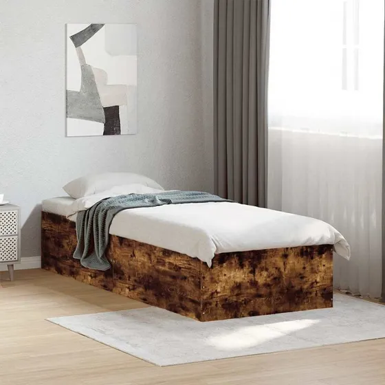 Sengeramme 90x200 cm i konstrueret træ, røget egetræ