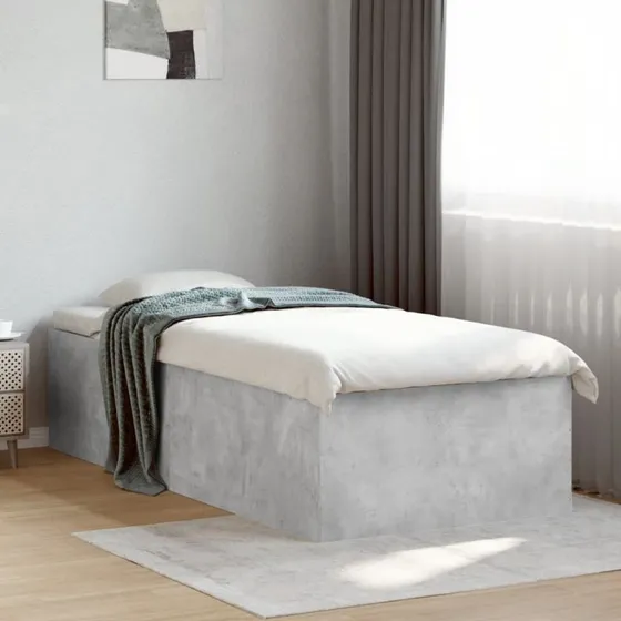 Sengeramme 75x190 cm i konstrueret træ - betongrå