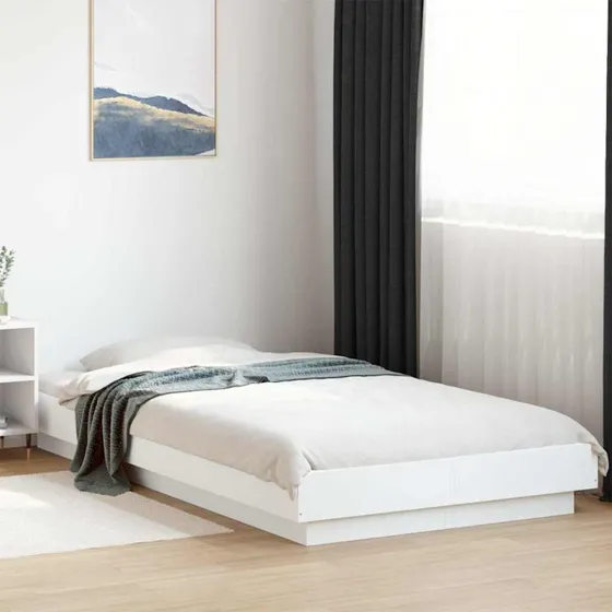 Sengeramme 100x200 cm med RGB LED, hvid konstr. træ