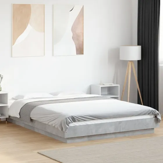 Sengestel 120x200 cm i konstrueret træ – betongrå