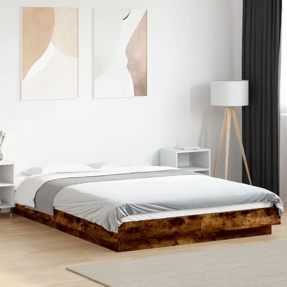 Sengestel 120x200 cm i konstrueret træ – røget eg