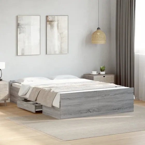 Sengeramme med skuffer 135x190 cm - Sonoma Eg