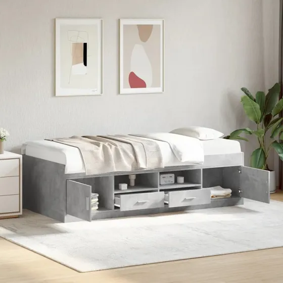 Daybed 90x200 cm med skuffer – betongrå