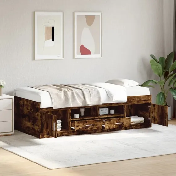 Daybed 90x200 med skuffer, røget eg (uden madras)
