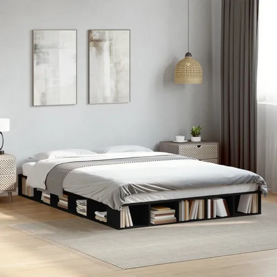 Sengestel 160x200 cm i sort – robust konstrueret træ