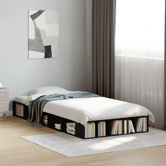 Sengeramme 90x190 cm i konstrueret træ - sort