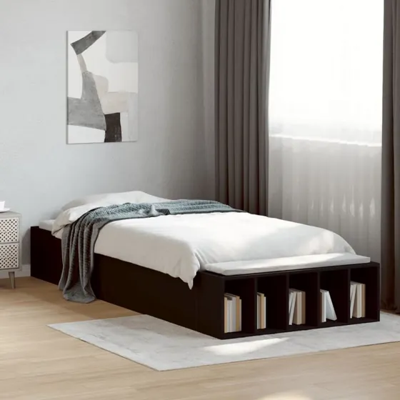 Sengeramme 100x200 cm i sort konstrueret træ