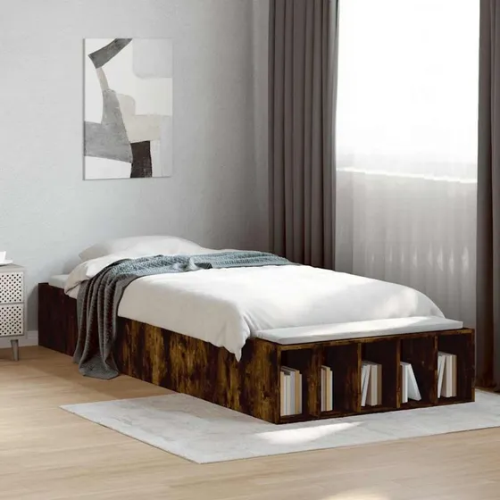 Sengeramme 90x190 cm i konstrueret træ, røget egetræ