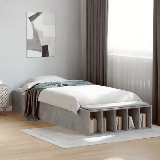 Sengeramme 75x190 cm i konstrueret træ – betongrå