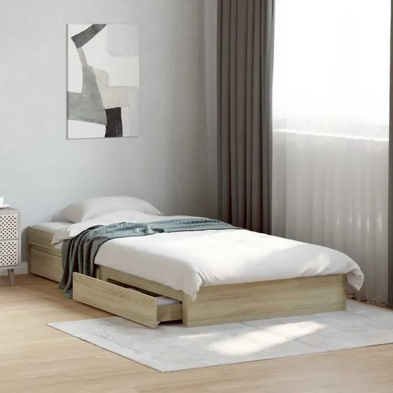 Sengeramme med skuffer 75x190 cm i sonoma-eg