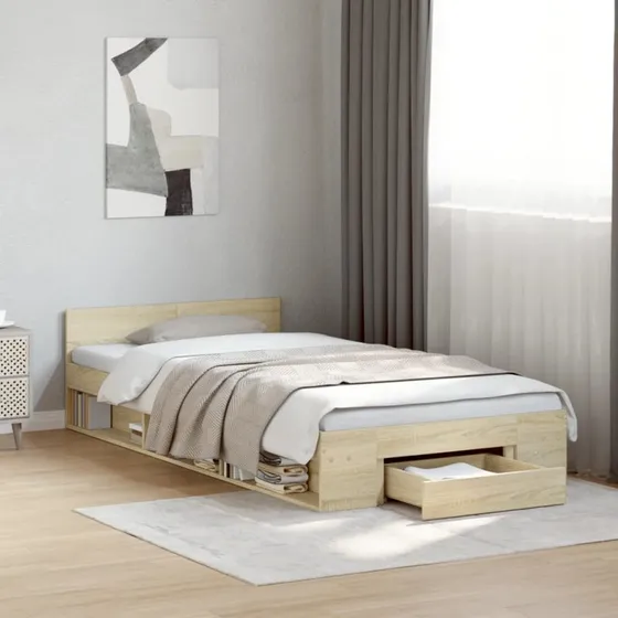 Sengeramme med skuffe 90x200 cm - Sonoma eg, konstrueret træ