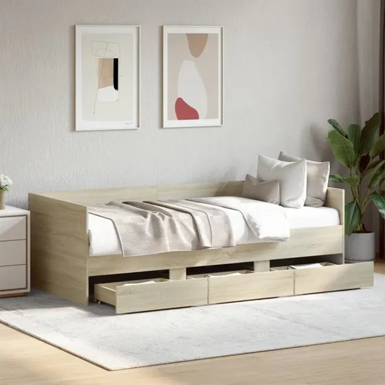 Daybed med skuffer 75x190 cm - Sonoma eg (uden madras)