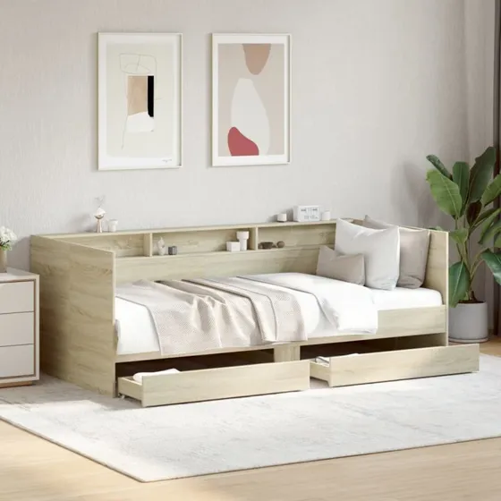 Daybed med skuffer 75x190 cm - Sonoma-eg (uden madras)
