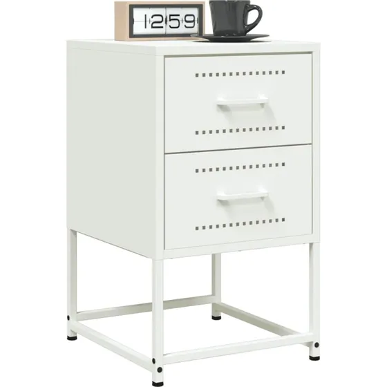 Sengeborde i stål 2 stk. 36×39×60,5 cm – hvidt industrielt look
