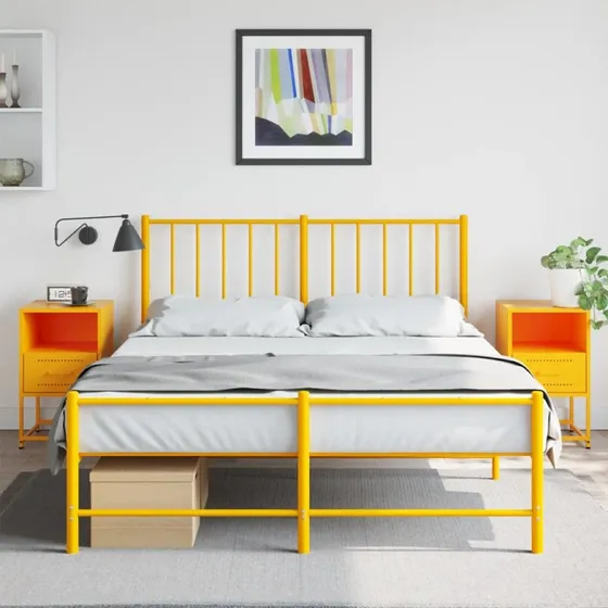 Sengeborde i stål, 2 stk. 36x39x60,5 cm – sennepsgul