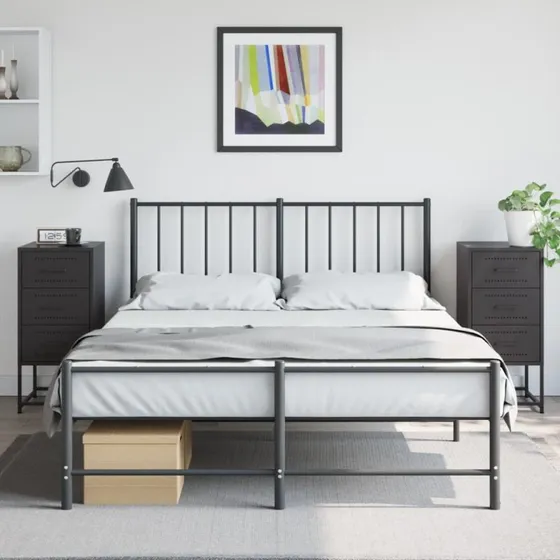Sengeborde i stål 2 stk. 36x39x78 cm – sort