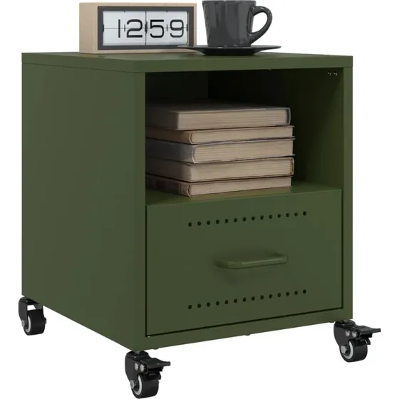 Sengeborde sæt 2 stk. 36x39x43,5 cm stål olivengrøn