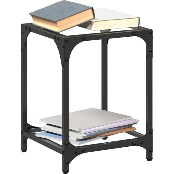 Sofabord 30x30x40 cm med transparent glastop & stlstel