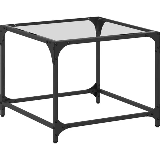 Sofabord med transparent glastop 50x50x40 cm - stl