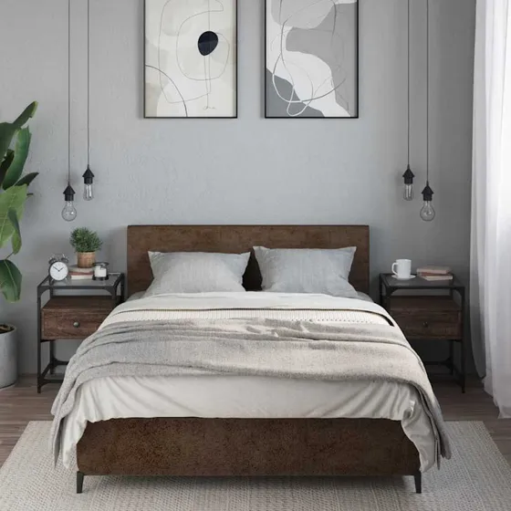 Sengeborde 2 stk. 40x40x55 cm i brunt egetræ