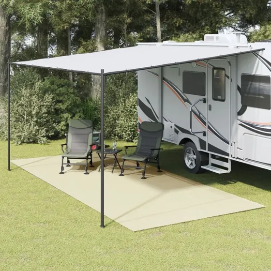 Telttæppe 6x2,5 m creme – PVC-belagt, skridsikkert