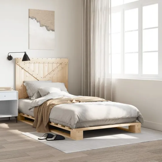 Sengeramme 100x200 cm i massivt fyrretræ med sengegavl