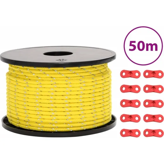 Selvlysende bardunline med bardunspænder 50 m x 5 mm