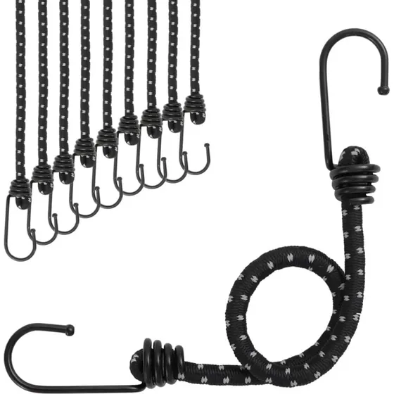 Elastiksnore med refleks og kroge 38 cm – 10 stk