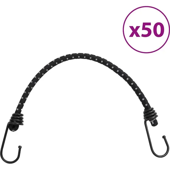 Elastiksnore 50 stk. 46 cm med reflekstriber og kroge