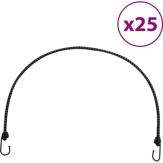 Elastiksnore med refleks & kroge 100 cm - 25 stk