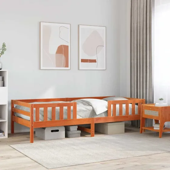 Sengeramme 80x200 cm i massivt fyrretræ — gyldenbrun