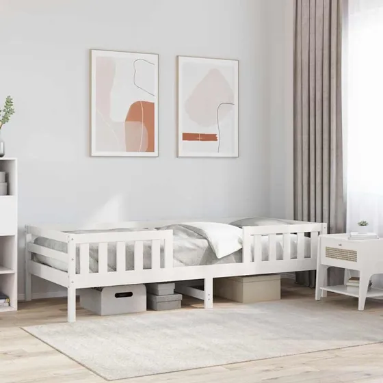 Sengeramme 90x190 cm i massivt fyrretræ - hvid