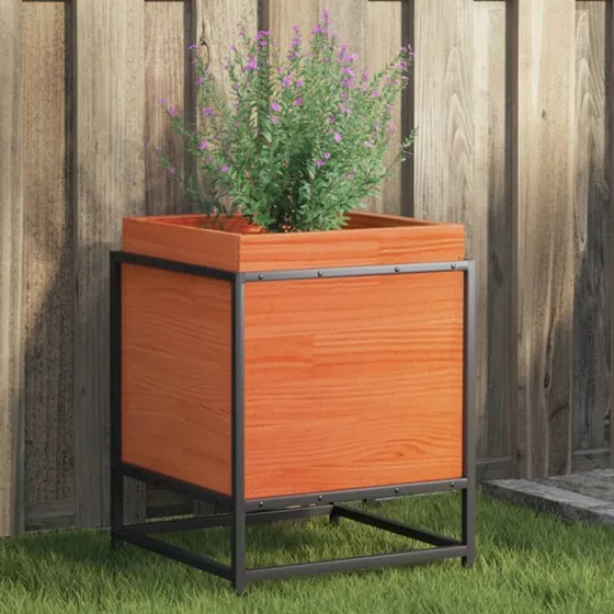 Plantekasse i massivt fyrretræ 40x40x50 cm – gyldenbrun