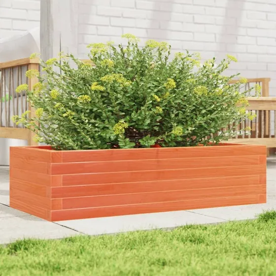 Plantekasse i massivt fyrretræ 90x40x23 cm – gyldenbrun