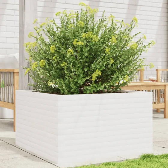 Plantekasse i massivt fyrretræ 80x80x45,5 cm - hvid