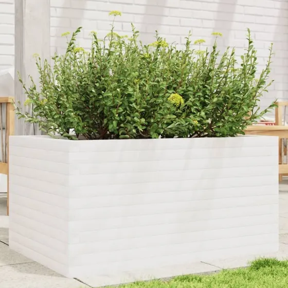 Plantekasse i massivt fyrretræ 90x60x45,5 cm – hvid