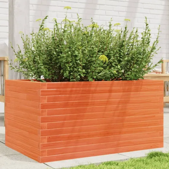 Plantekasse i massivt fyrretræ 90x60x45,5 cm – gyldenbrun